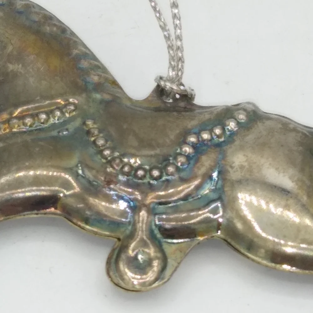 Rocking Horse Silver tone Christmas Tree Ornament Victorian Style Vintage - Picture 3 of 11